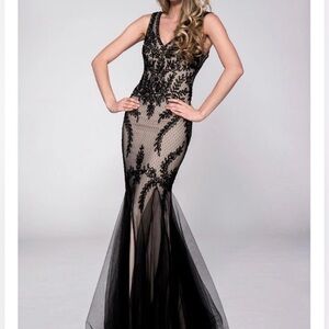 Cachet black lace and tulle Gown